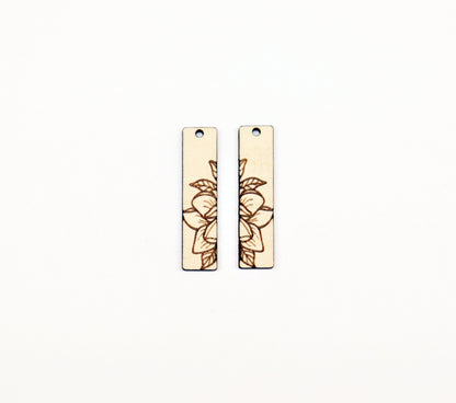 Rectangle wood earring blanks, bar earrings, DIY earrings, earring blanks, sold per set