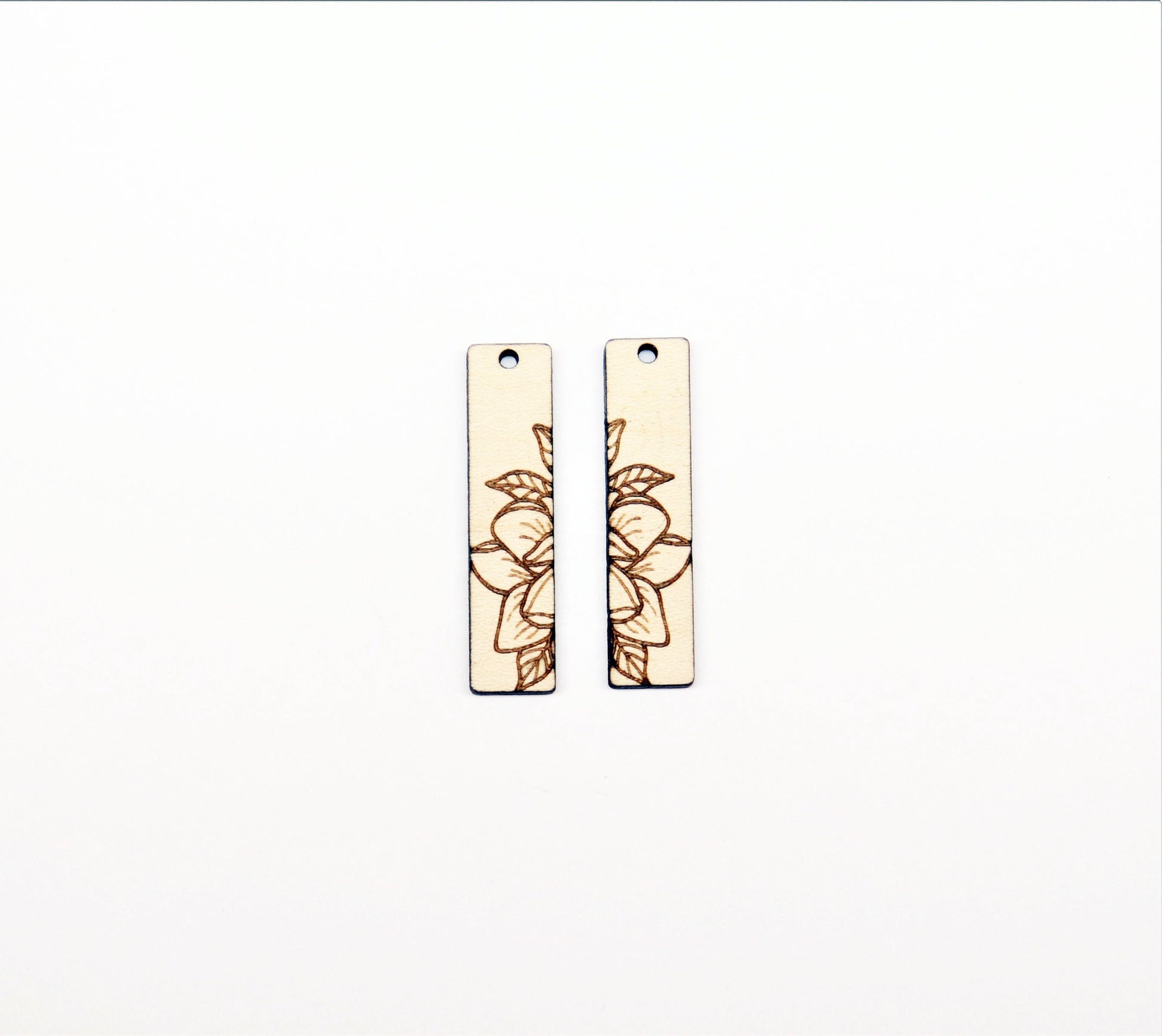 Rectangle wood earring blanks, bar earrings, DIY earrings, earring blanks, sold per set