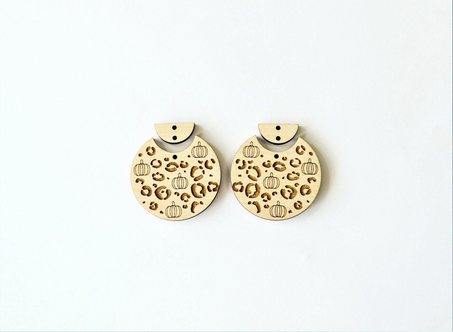 Pumpkin cheetah  earring blanks, wood blanks