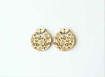 Pumpkin cheetah  earring blanks, wood blanks