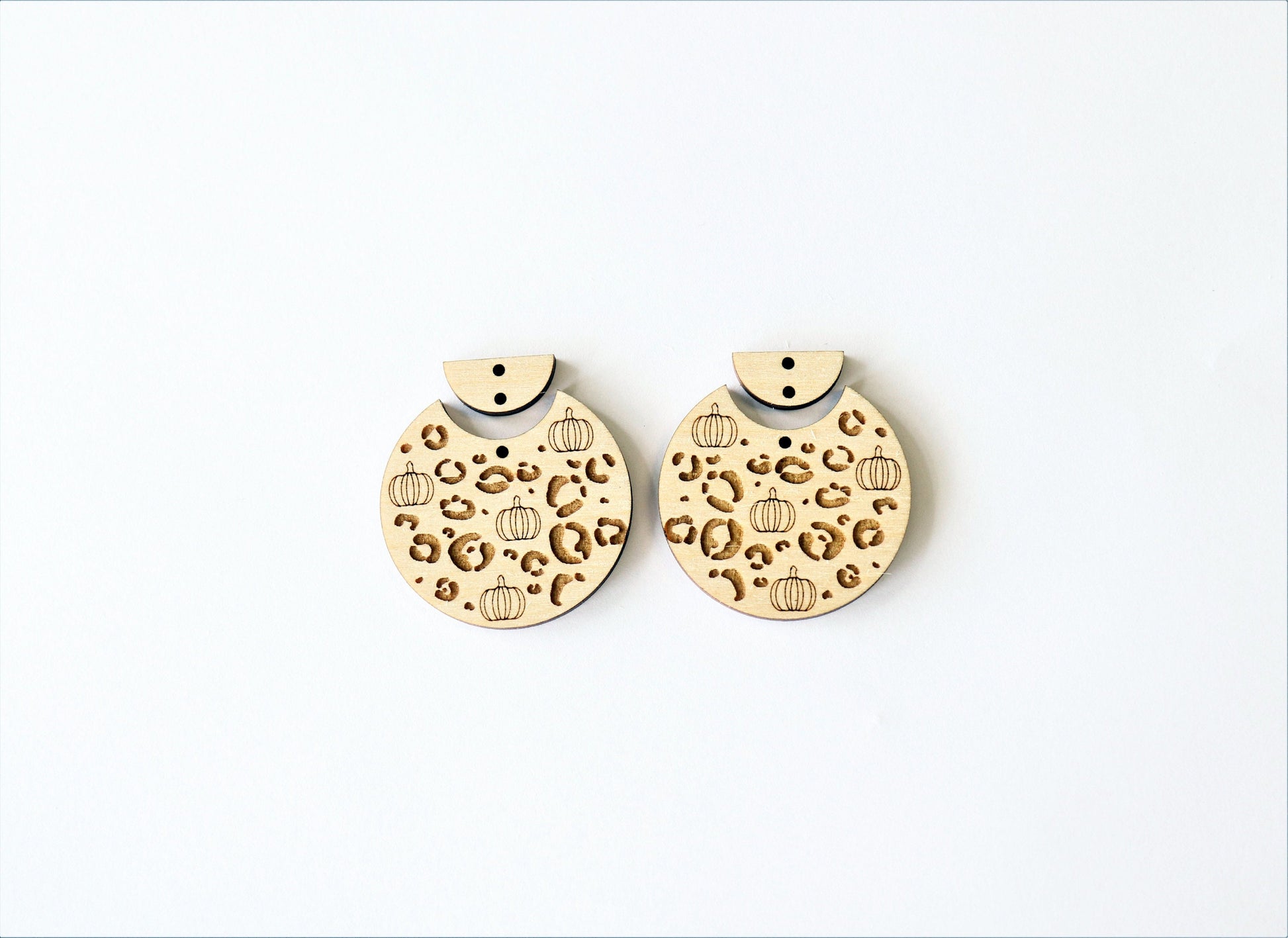 Pumpkin cheetah  earring blanks, wood blanks