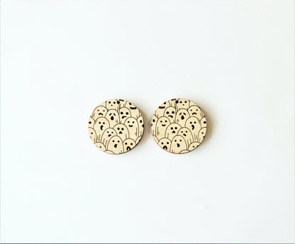 Round Ghost earring blanks, earring blanks, wood cutouts