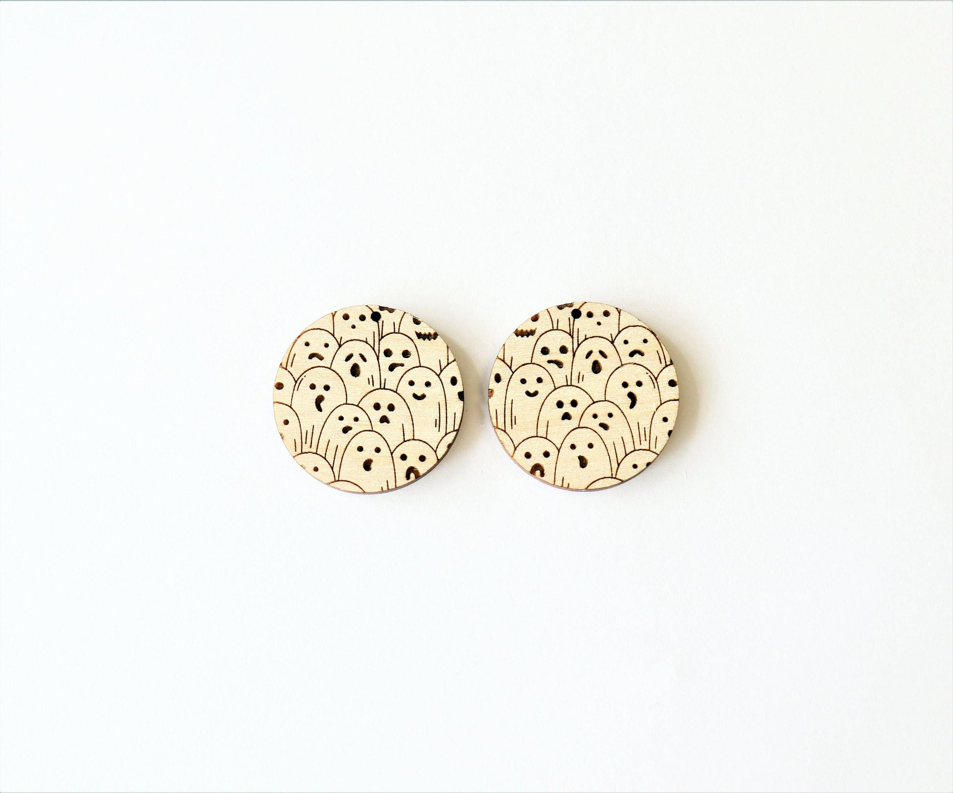 Round Ghost earring blanks, earring blanks, wood cutouts