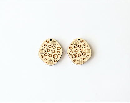 Pumpkin cheetah  earring blanks, wood blanks