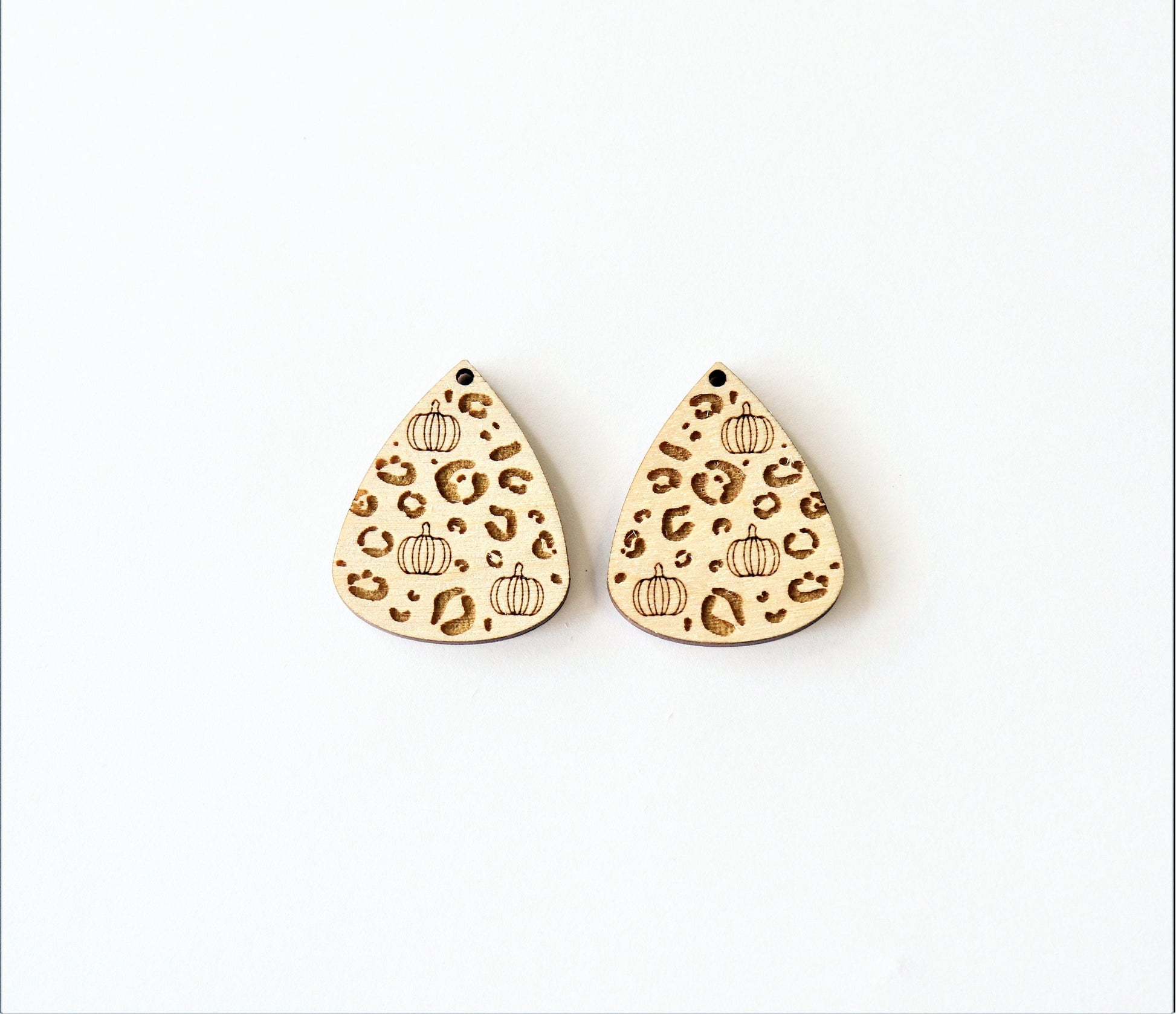 Pumpkin cheetah  earring blanks, wood blanks