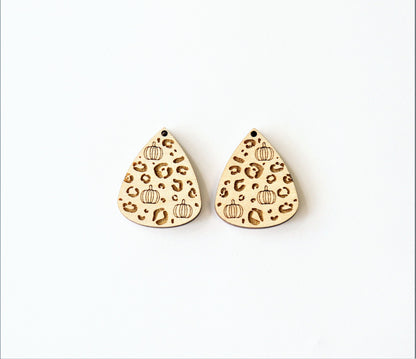 Pumpkin cheetah  earring blanks, wood blanks