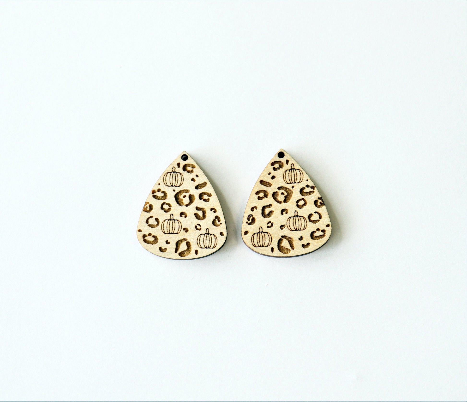 Pumpkin cheetah  earring blanks, wood blanks