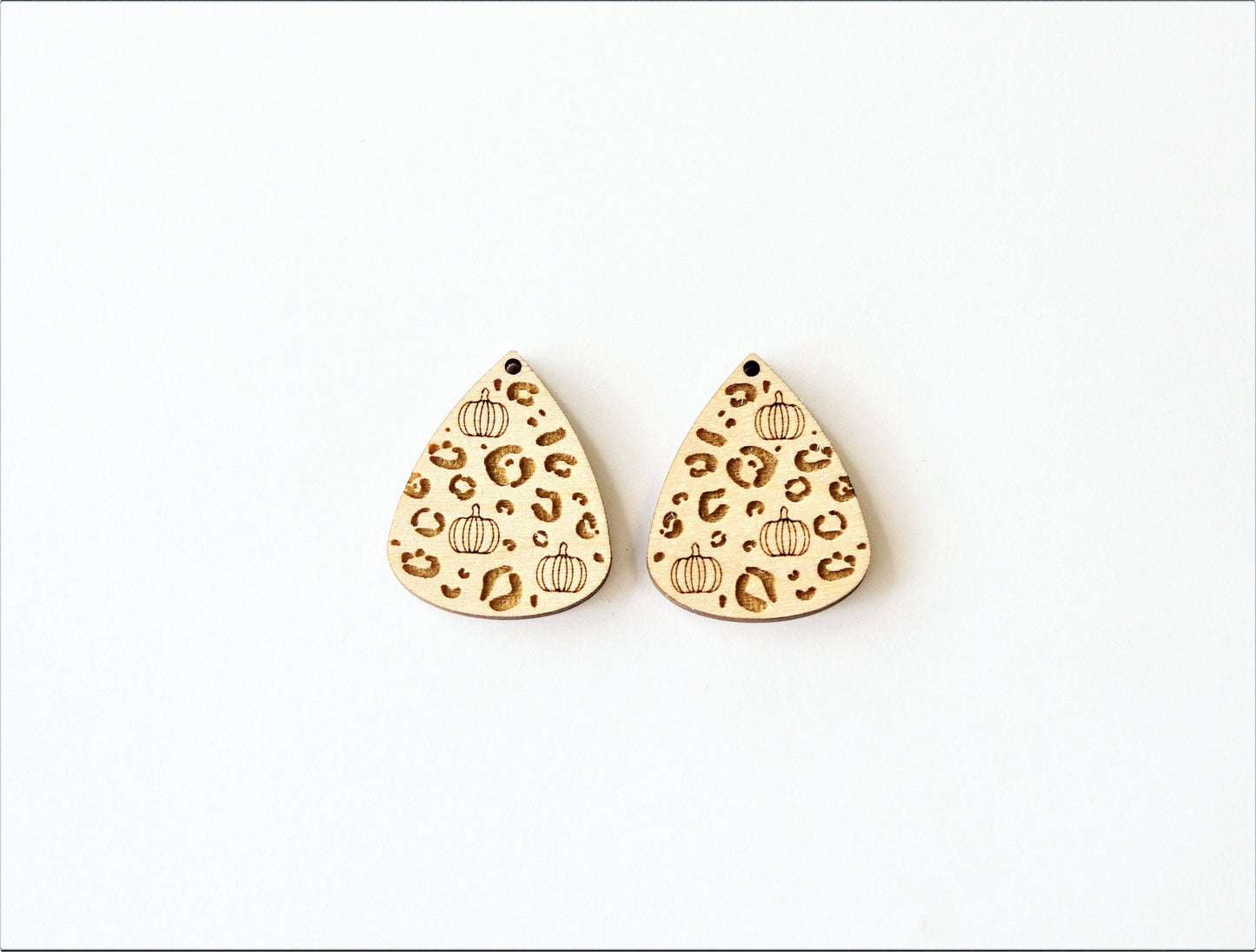 Pumpkin cheetah  earring blanks, wood blanks