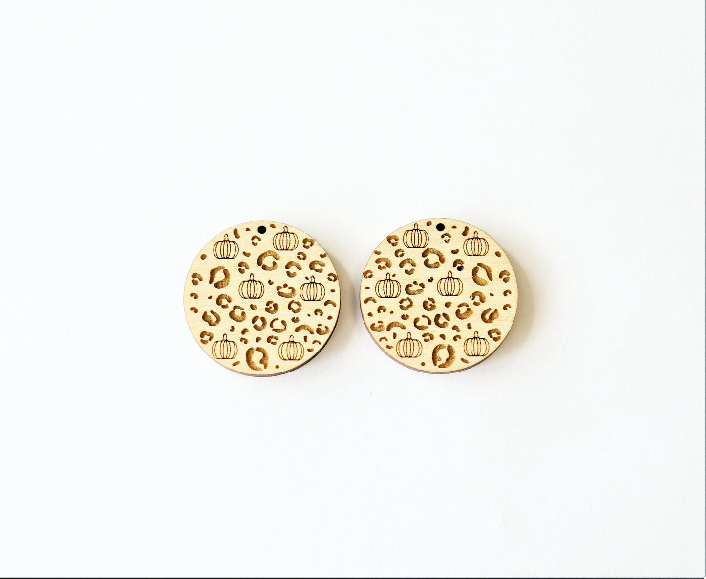 Pumpkin cheetah  earring blanks, wood blanks