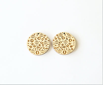 Pumpkin cheetah  earring blanks, wood blanks