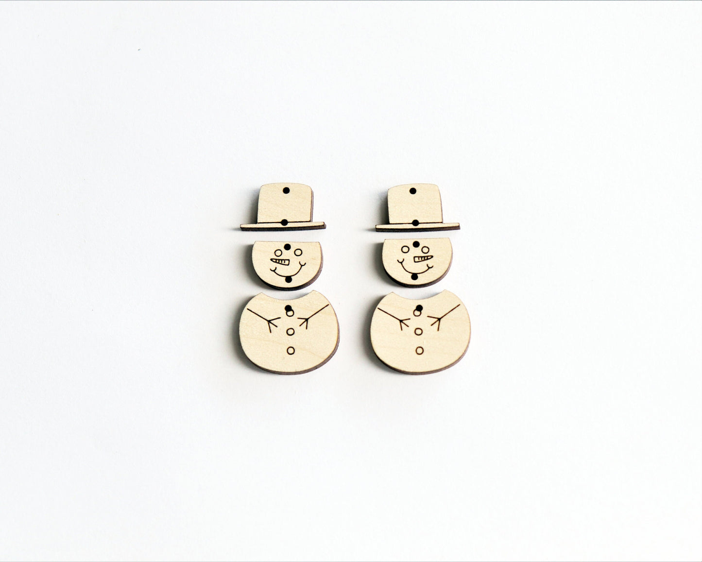 Snowman wood earring blanks, wood cutouts, earring blanks