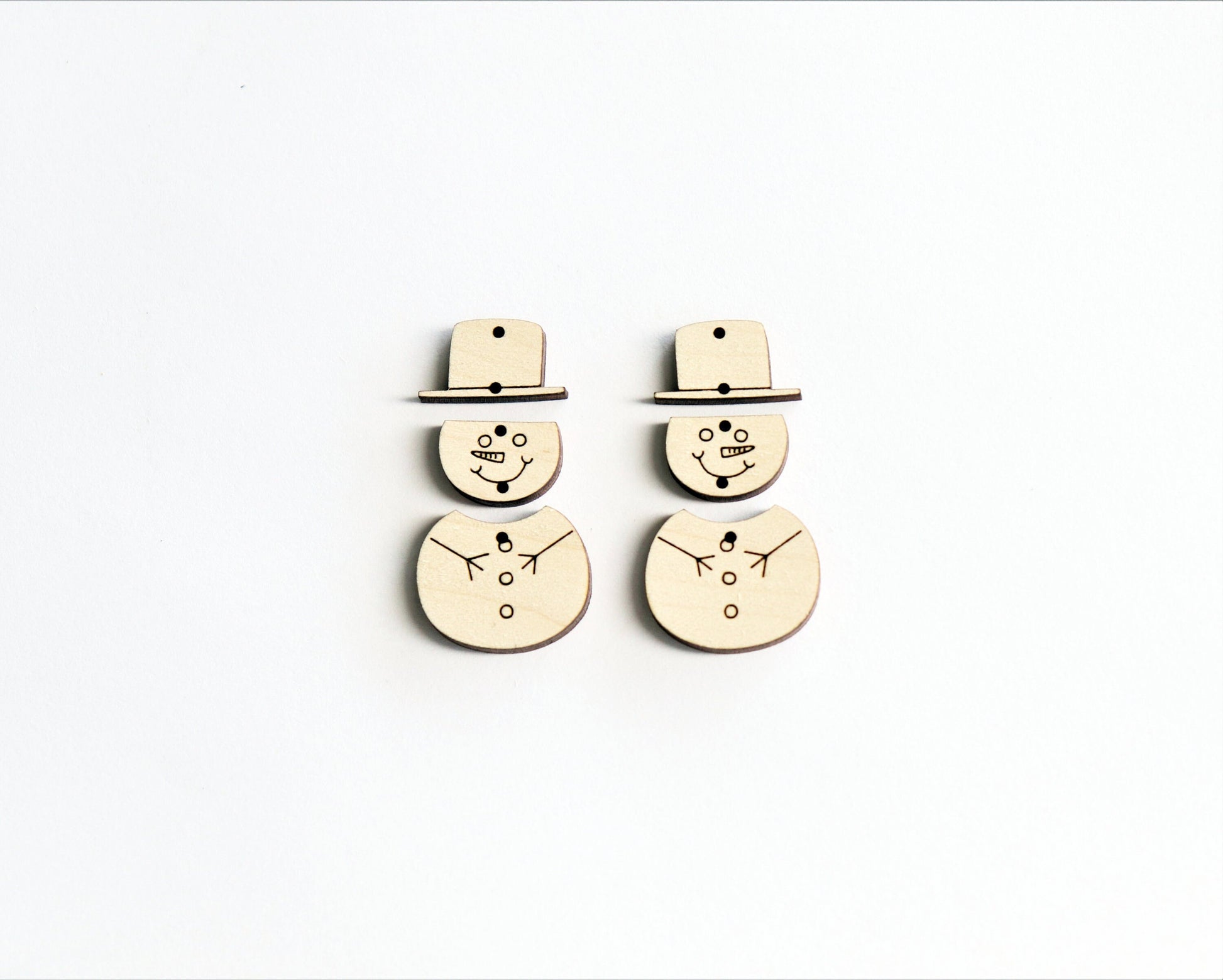 Snowman wood earring blanks, wood cutouts, earring blanks