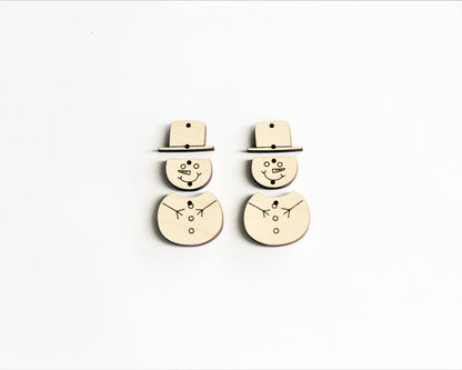 Snowman wood earring blanks, wood cutouts, earring blanks