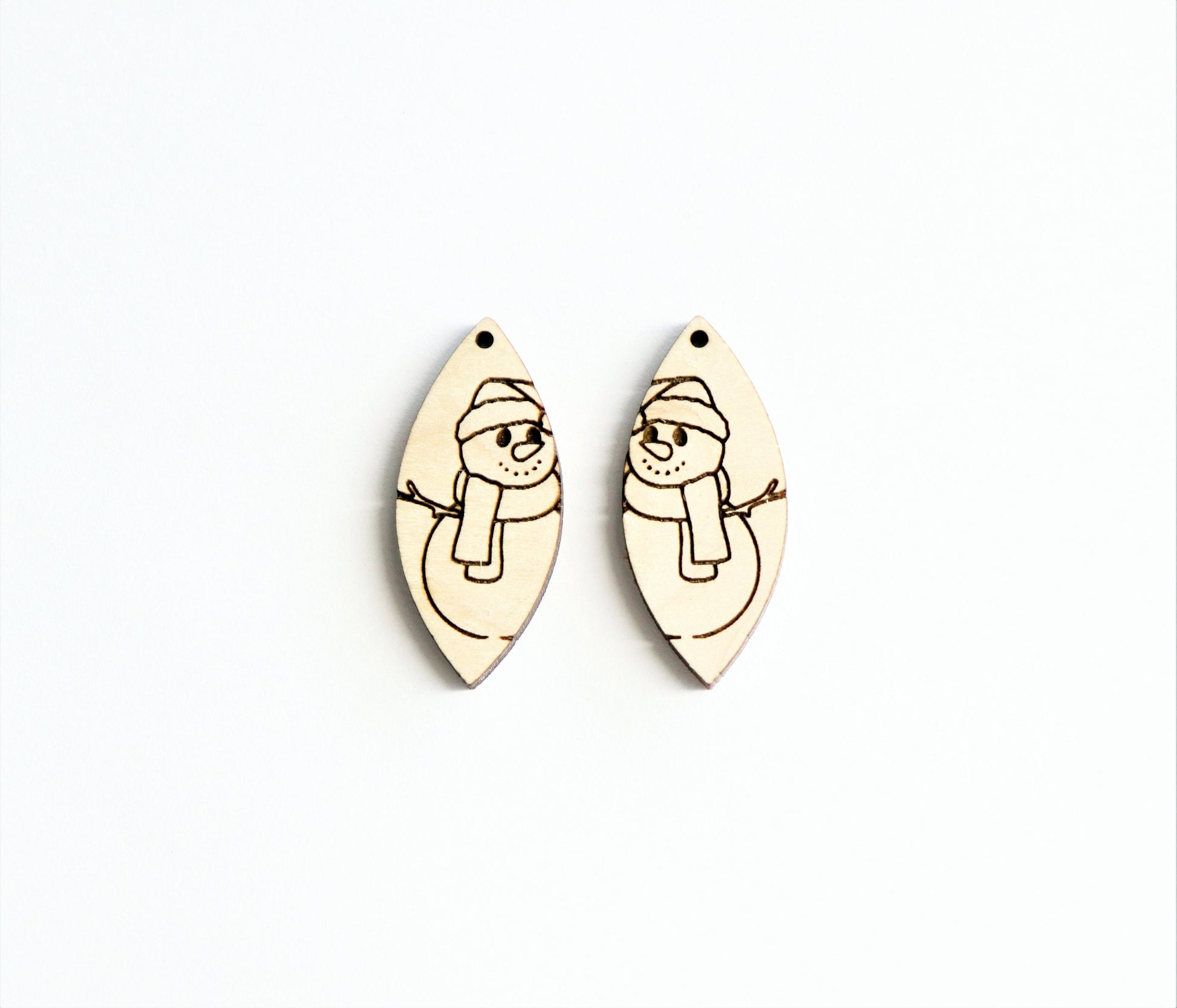 Snowman wood earring blanks, wood cutouts, earring blanks