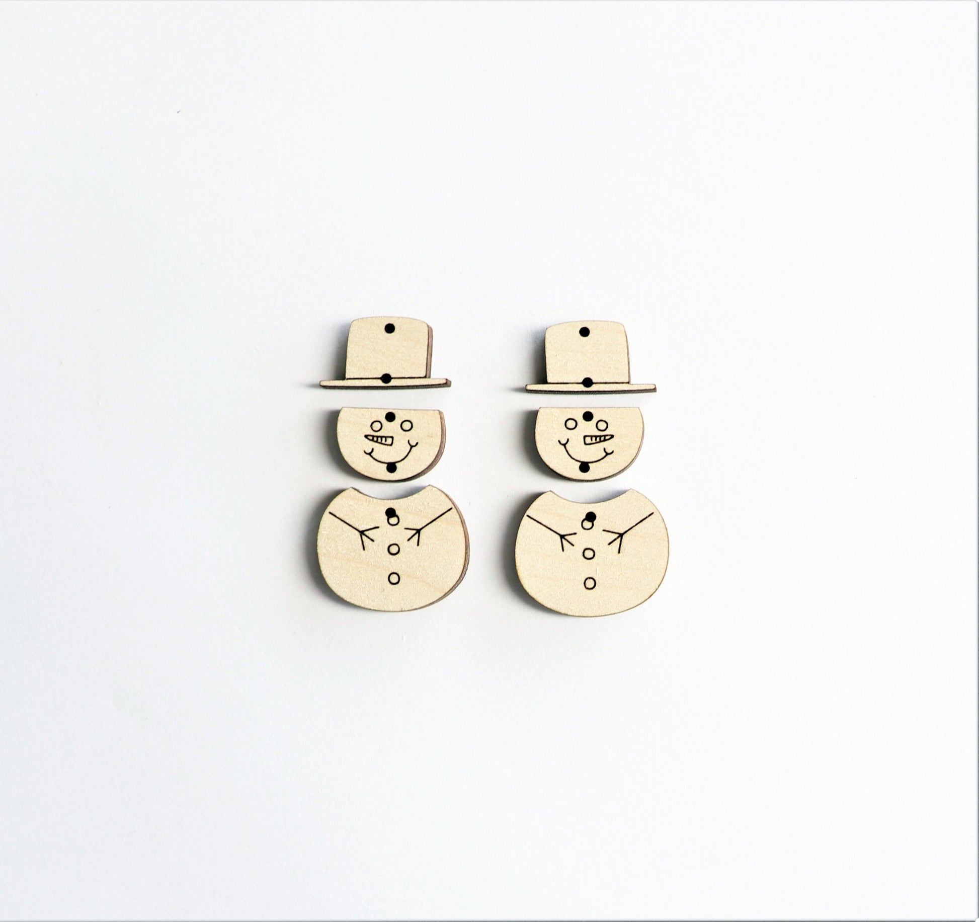 Snowman wood earring blanks, wood cutouts, earring blanks