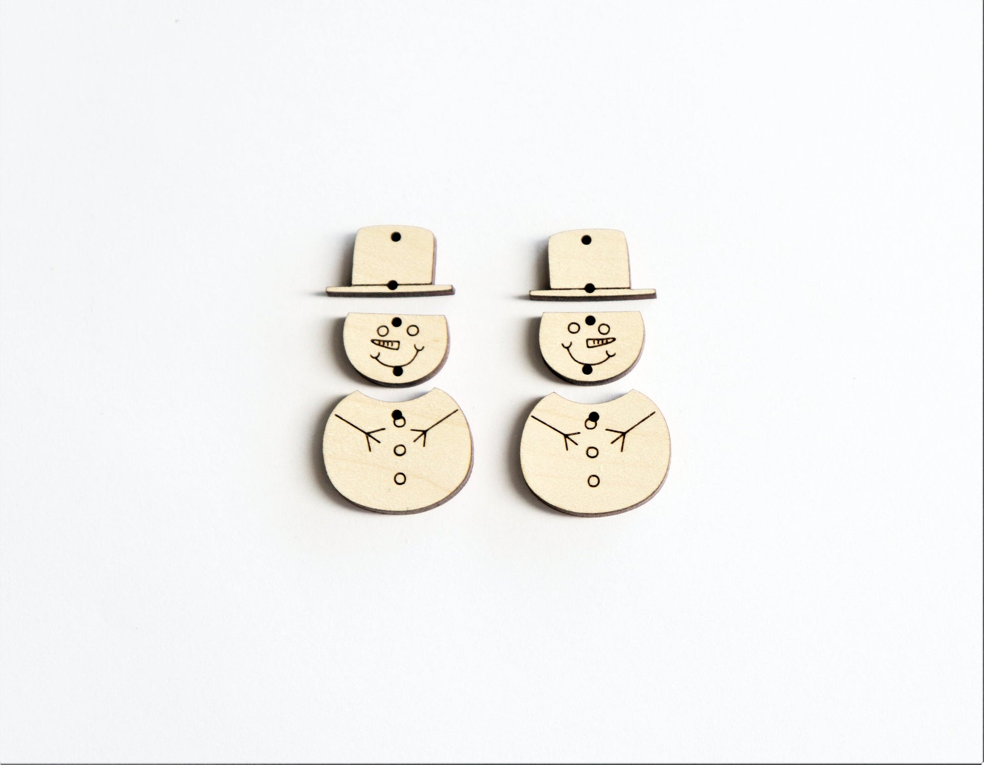 Snowman wood earring blanks, wood cutouts, earring blanks