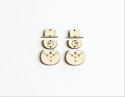 Snowman wood earring blanks, wood cutouts, earring blanks