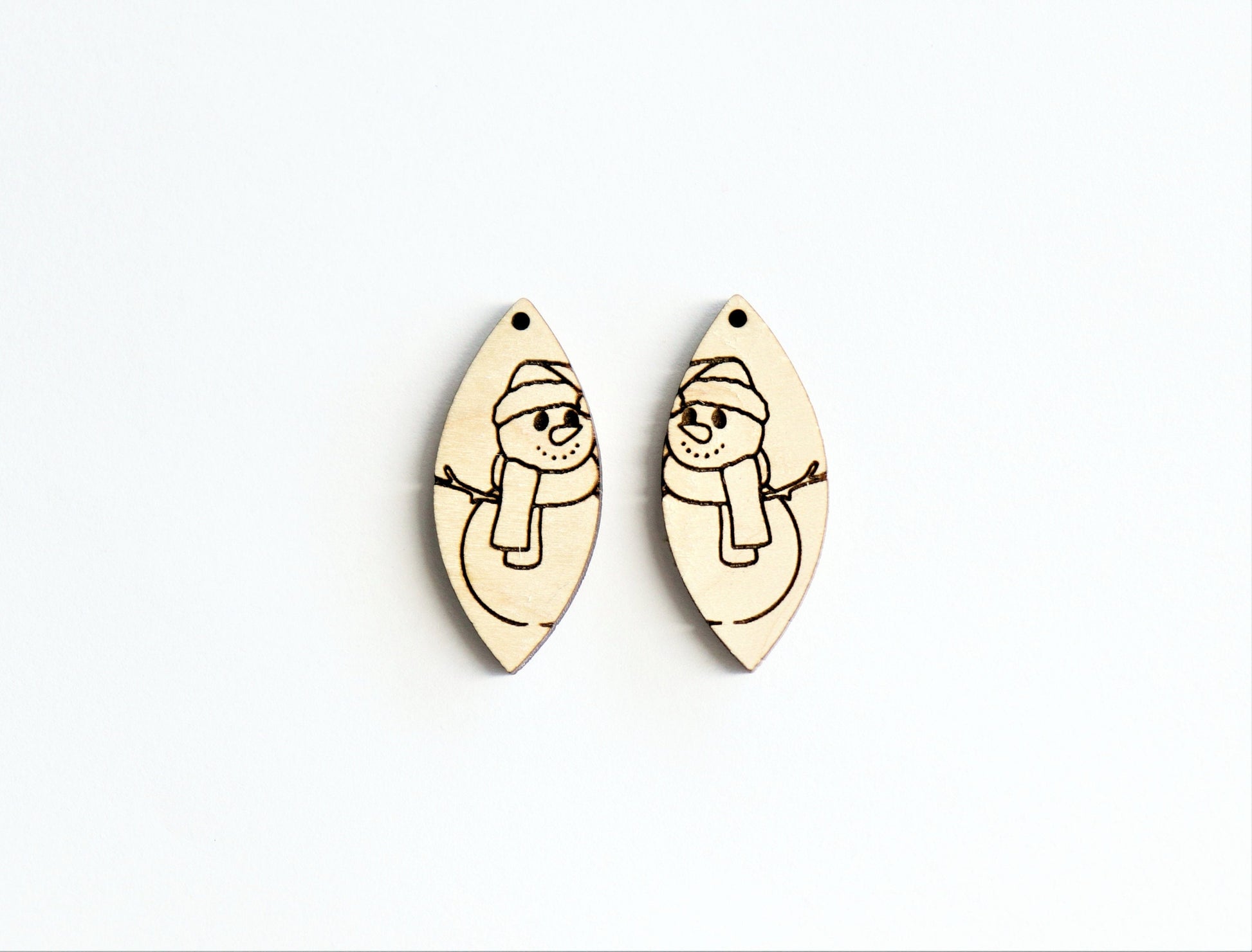 Snowman wood earring blanks, wood cutouts, earring blanks