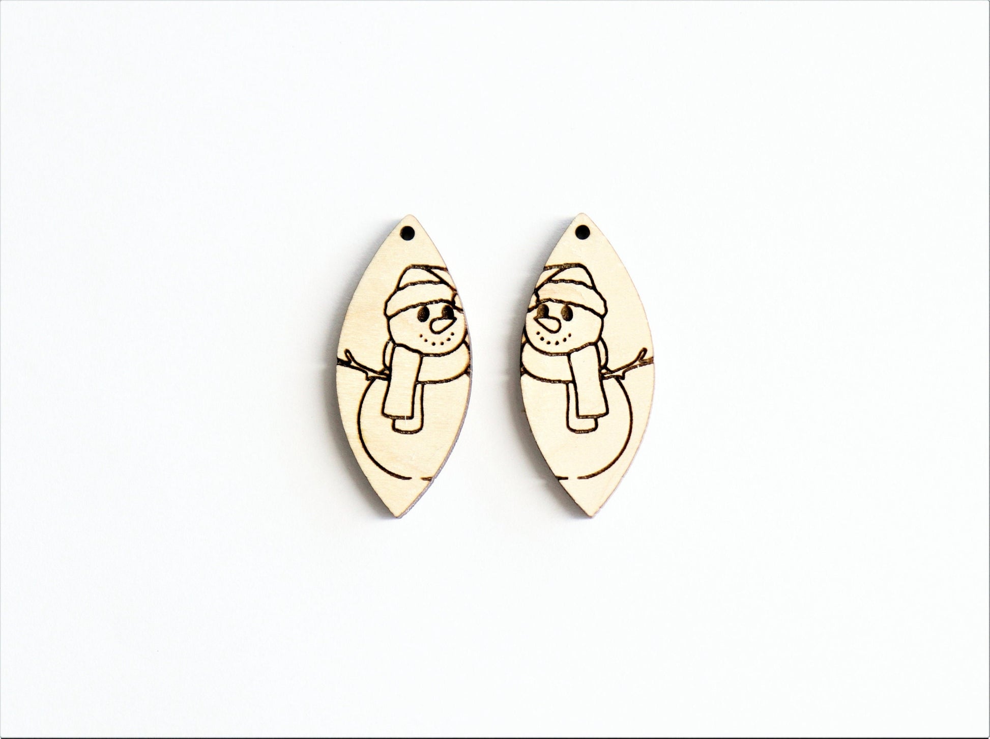 Snowman wood earring blanks, wood cutouts, earring blanks