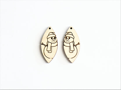 Snowman wood earring blanks, wood cutouts, earring blanks