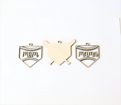 Baseball mom Car charm blank,  wood blanks, wood cutouts