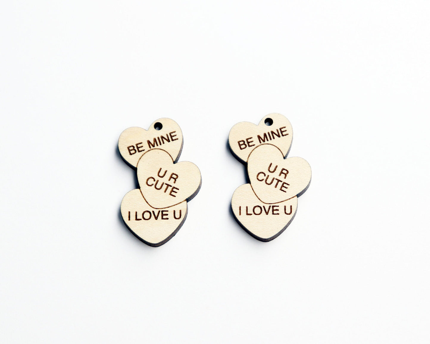 Heart dangles, wood earring blanks, wood cutouts