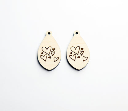 Heart earrings Wood earrings, sold per set