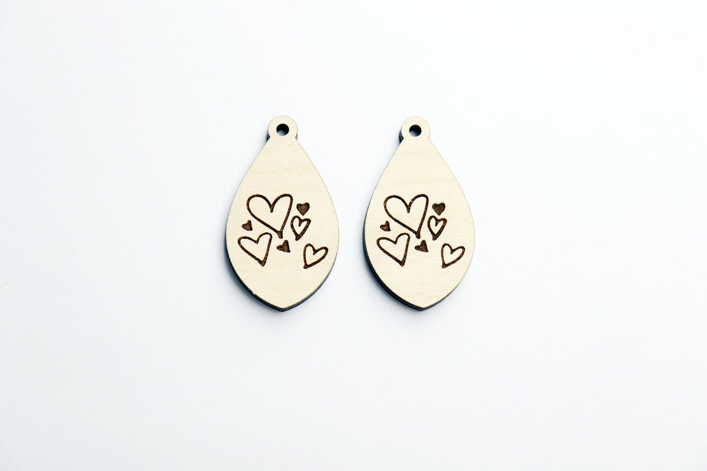 Heart earrings Wood earrings, sold per set