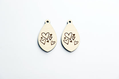 Heart earrings Wood earrings, sold per set