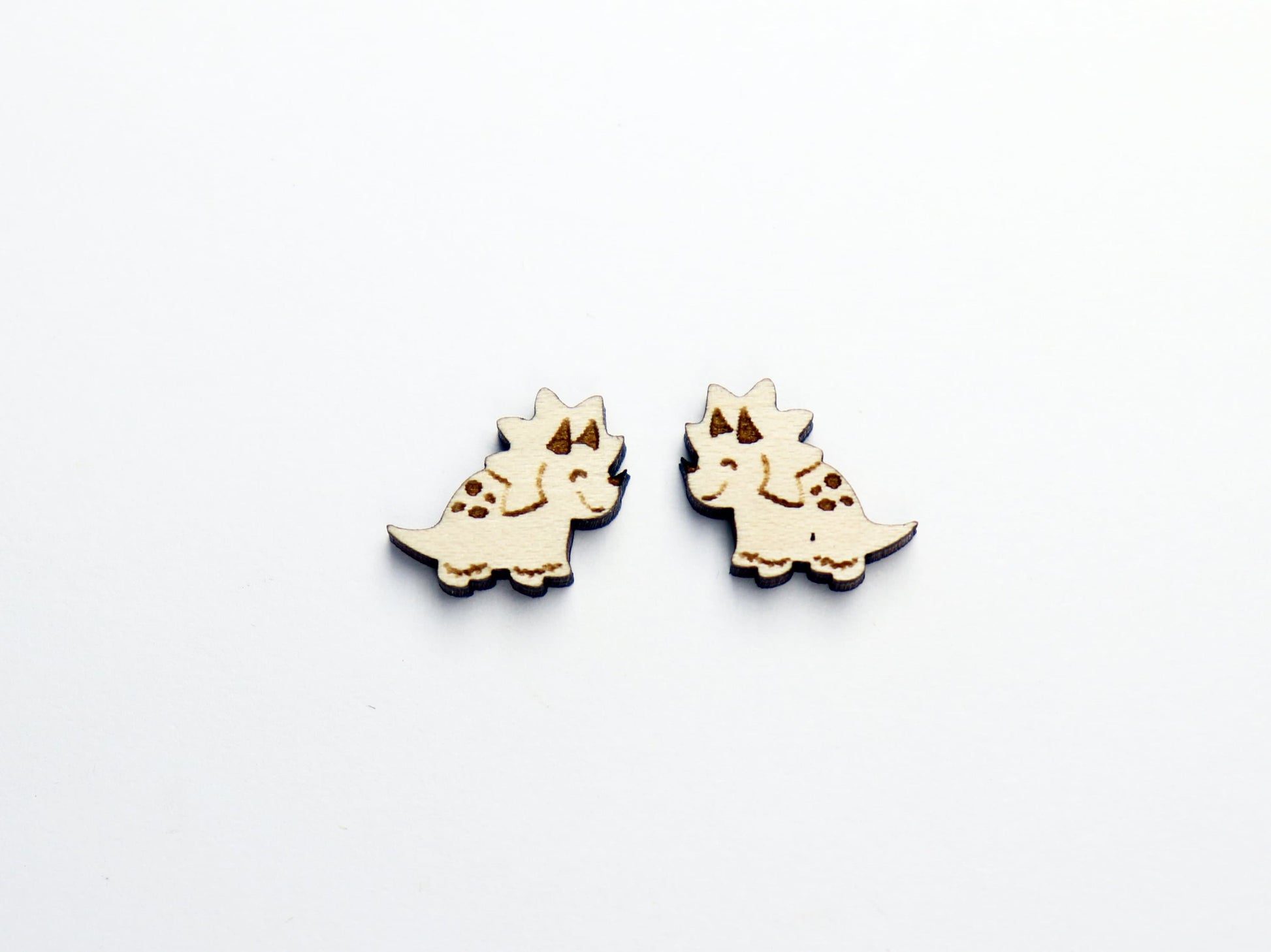 Dinosaur earrings, wood studs, earring blanks