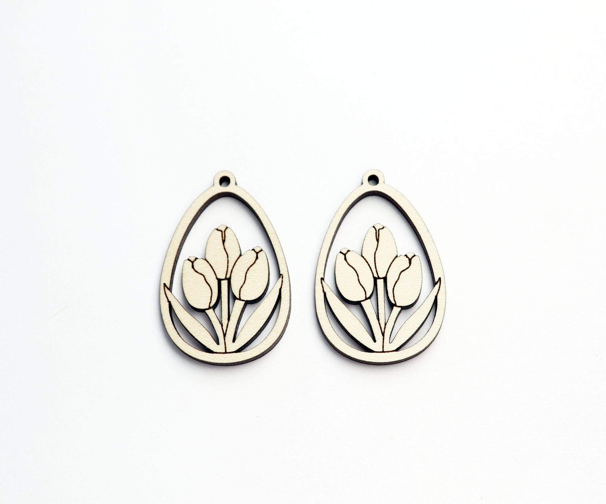 Tulip earrings,  wood earring blanks,  DIY earrings, sold per set