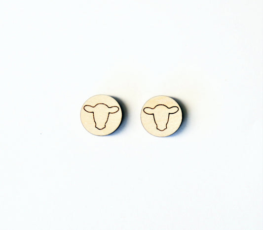 Cow stud blanks, wood earring blanks, cow cutouts