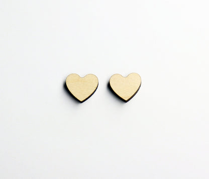 Heart studs, Wood earring , sold per set