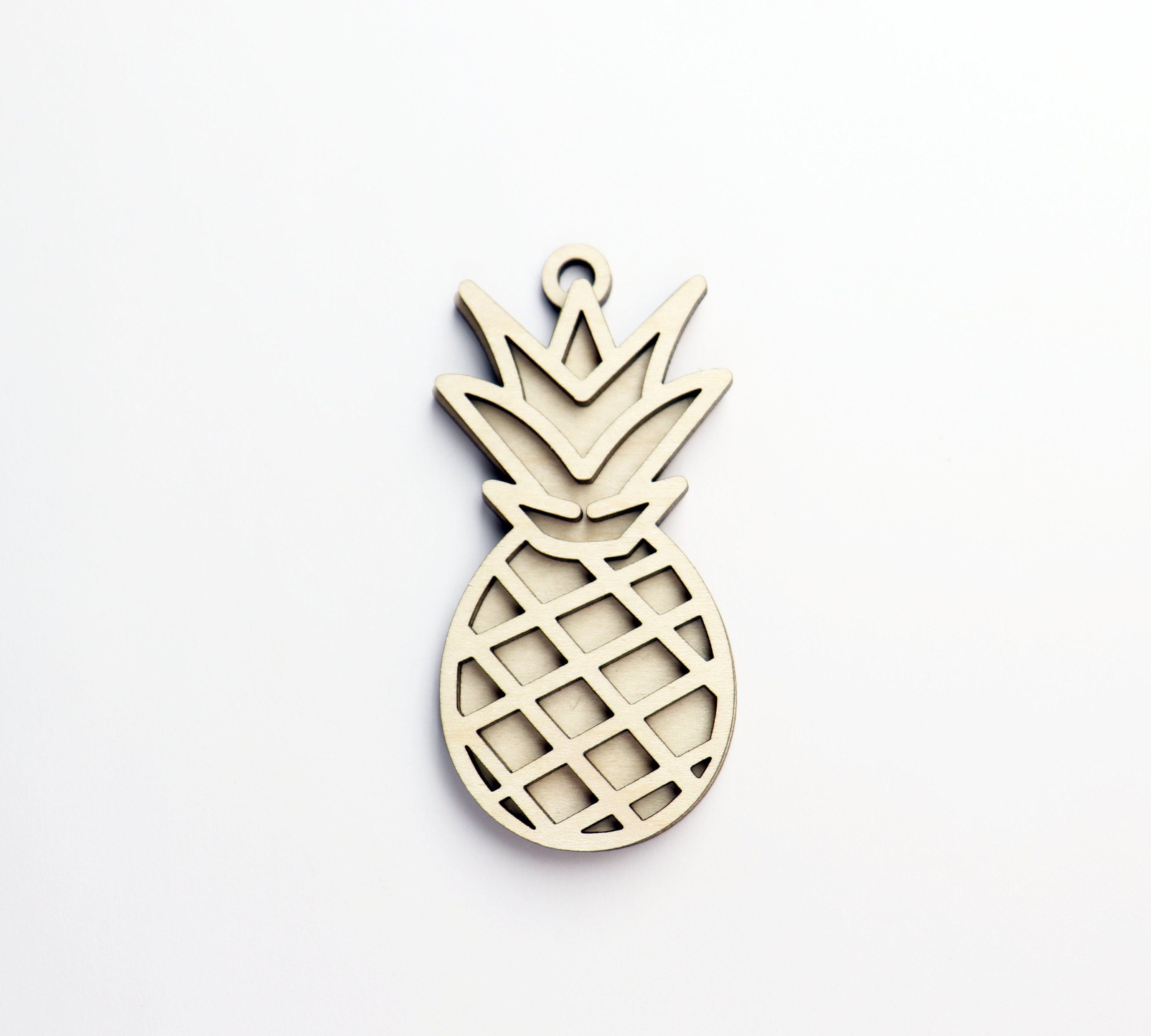 2 Layer pineapple car charm, wood blanks, wood cutouts, pineapple