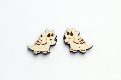 Dinosaur earrings, wood studs, earring blanks