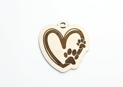 Dog heart car charm, car charm blanks, wood blanks