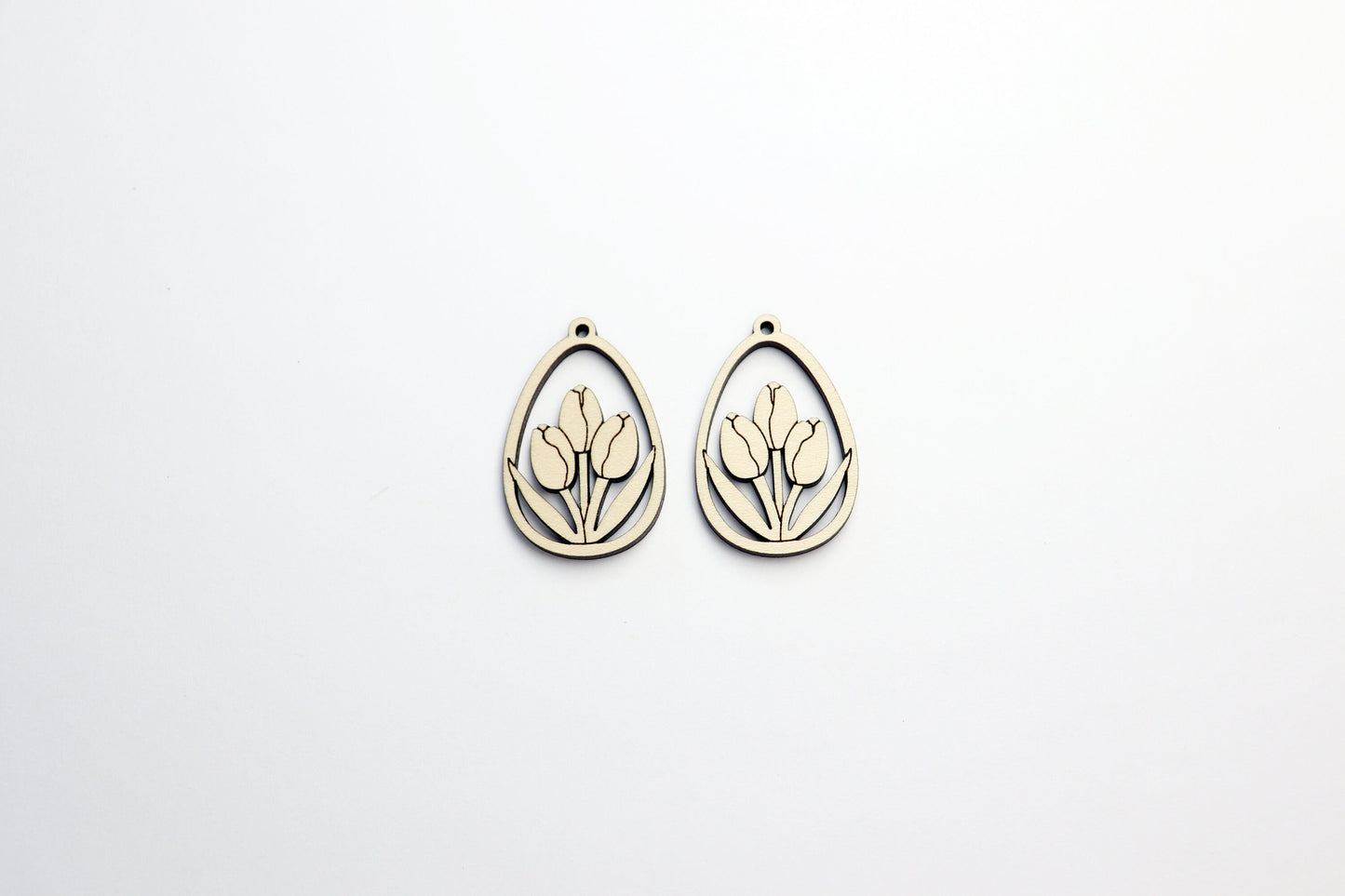 Tulip earrings,  wood earring blanks,  DIY earrings, sold per set