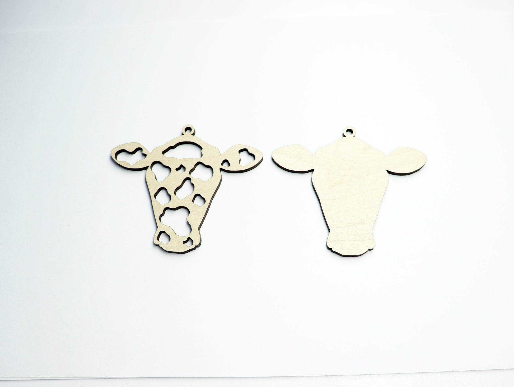 2 Piece Cow car charm,  wood blanks, wood cutouts, cow cutouts