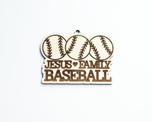 Baseball car charm,  wood blanks, wood cutouts, baseball cutouts