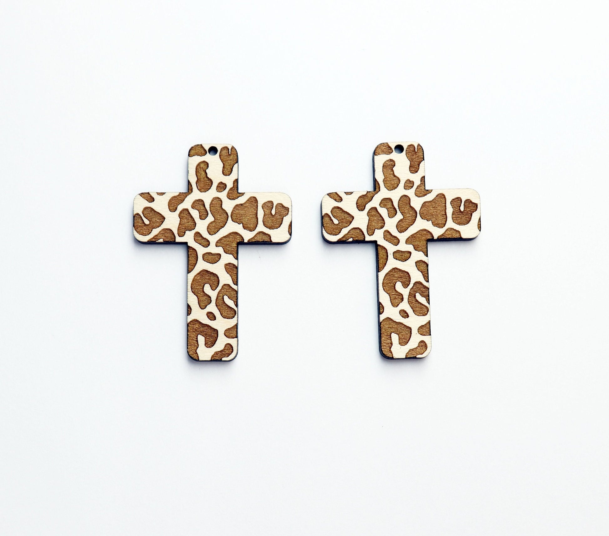 Leopard print Wood cross blanks, earring blanks, wood blanks