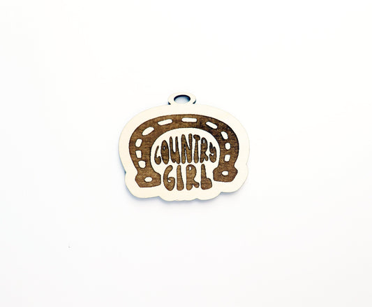 Country girl car charm,  wood blanks, wood cutouts, western cutouts