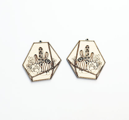 Plant earrings, Plant earring blanks, earring blanks, wood earrings