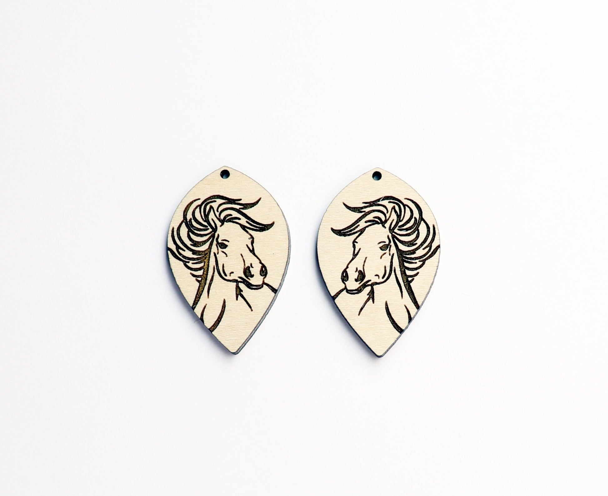 Horse Wood earring blanks, DIY earrings, earring blanks, sold per set