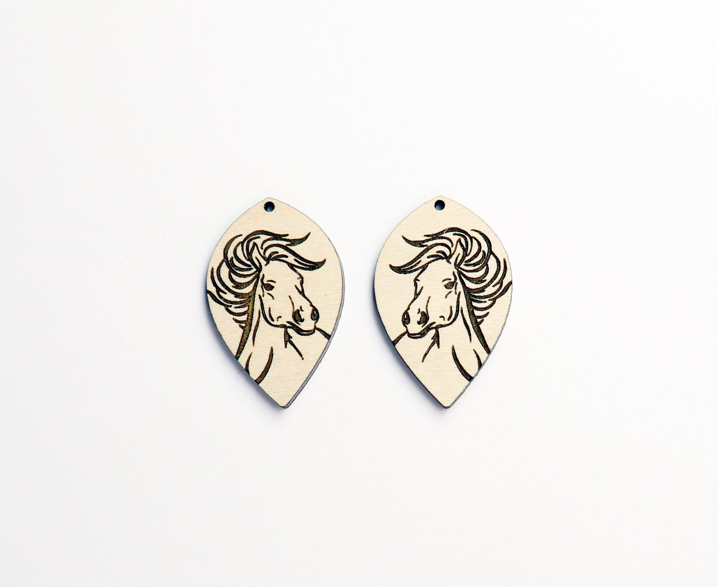 Horse Wood earring blanks, DIY earrings, earring blanks, sold per set