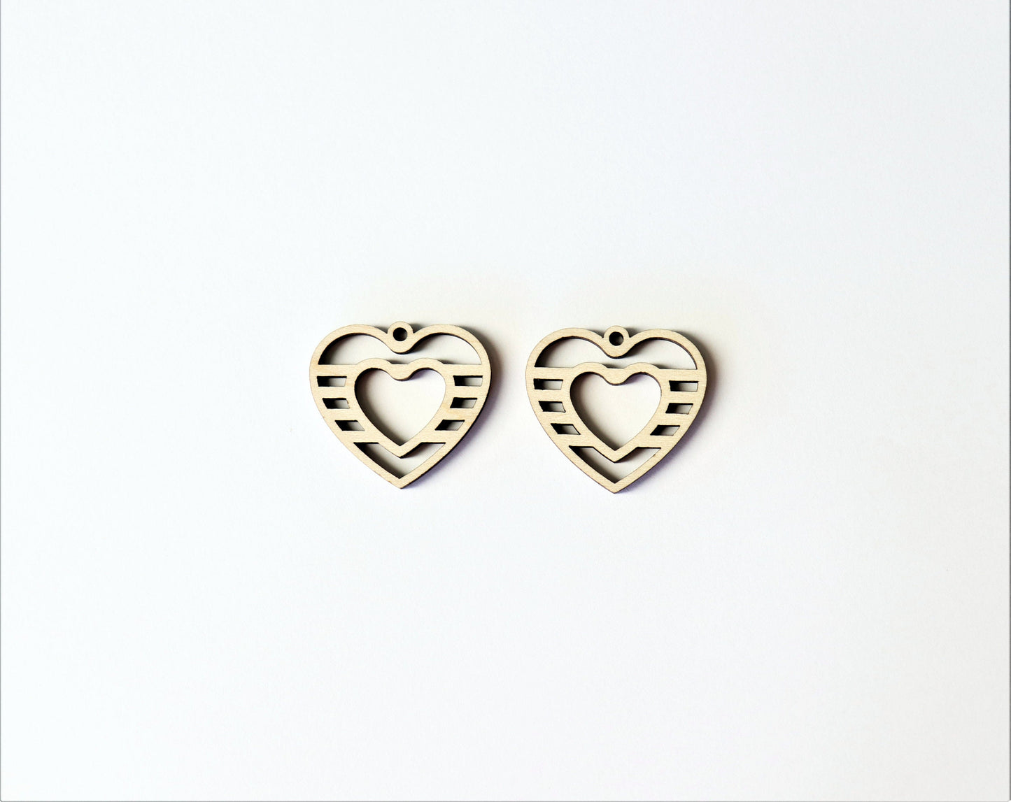 Heart earrings Wood earrings, sold per set