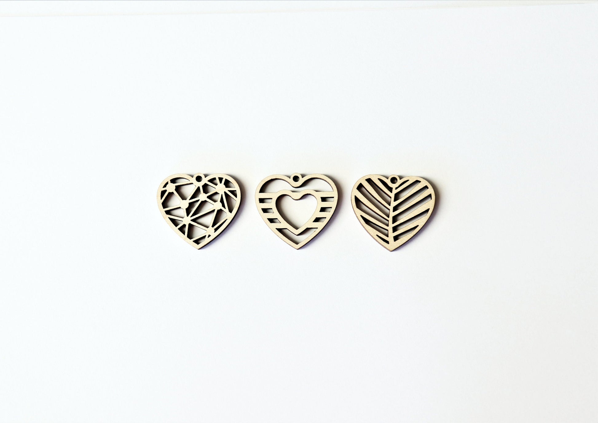 Heart earrings Wood earrings, sold per set