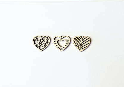 Heart earrings Wood earrings, sold per set