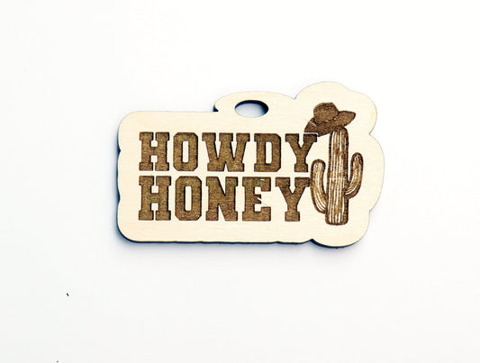 Howdy car charm,  wood blanks, wood cutouts