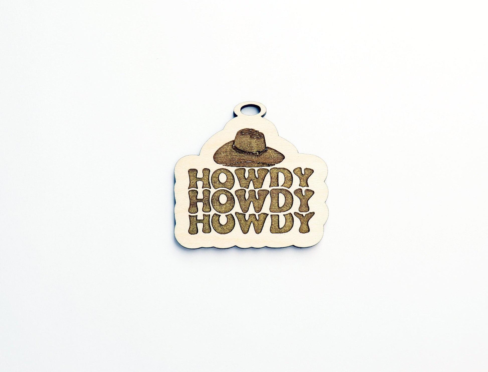 Howdy car charm,  wood blanks, wood cutouts, western cutouts