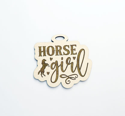 Horse girl car charm, car charm blanks, wood blanks